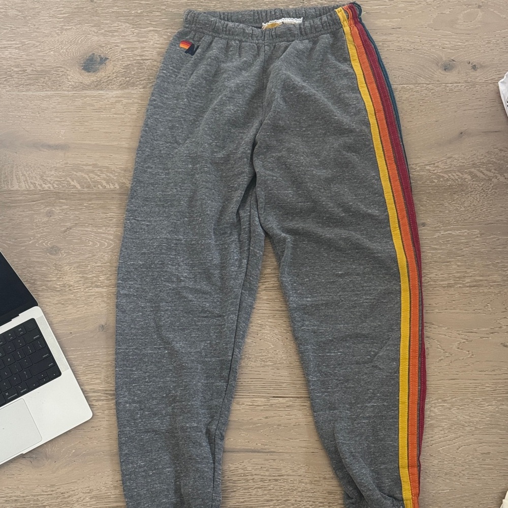 Aviator Nation Gray Sweatpants with Orange Accent